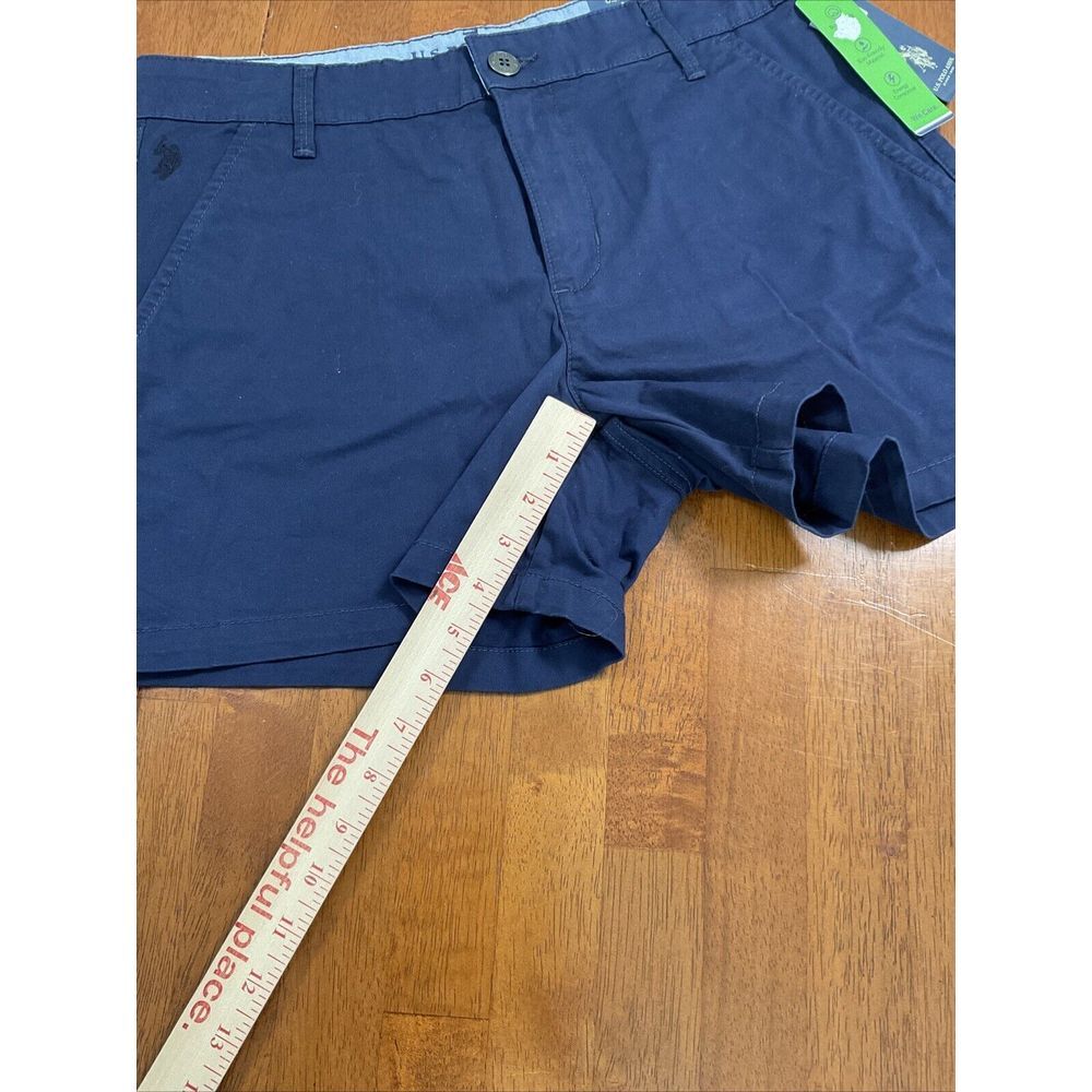 New U.S. Polo Assn Chino Shorts Women 11 Navy Blue Stretch Casual Mid Rise - Picture 13 of 15